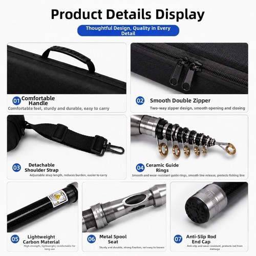 Telescopic carbon rod - carbon, with